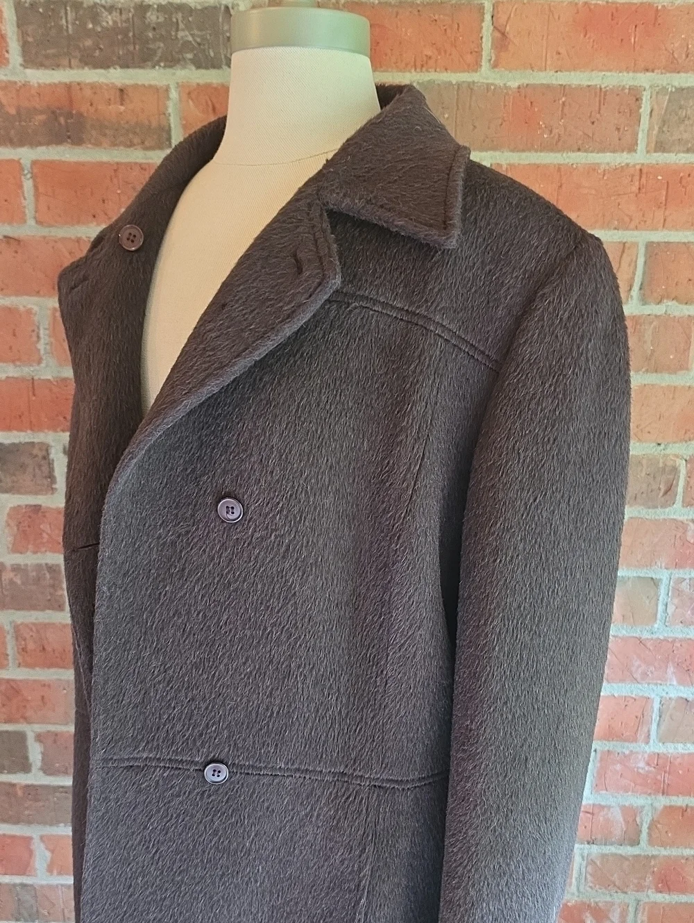 Anne Klein Vintage Alpaca Wool  Coat In Deep Brown Aubergine Womens Sixe 16 EUC - Picture 2 of 9